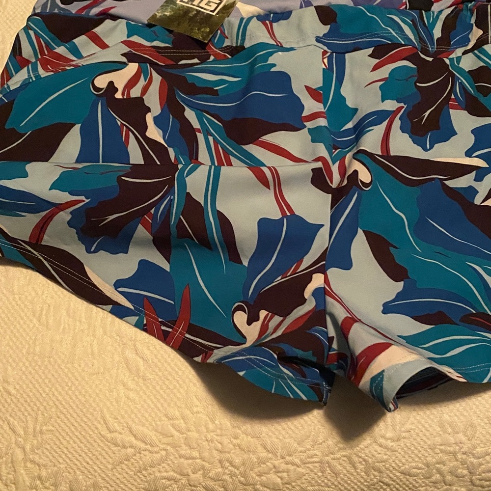 Women's Floral Swim Shorts - Blue and Black - Picture 14 of 16